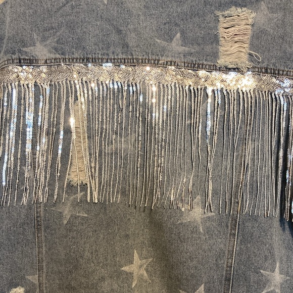 Jean Jacket- Stars & Shimmering Fringe - Picture 11 of 11